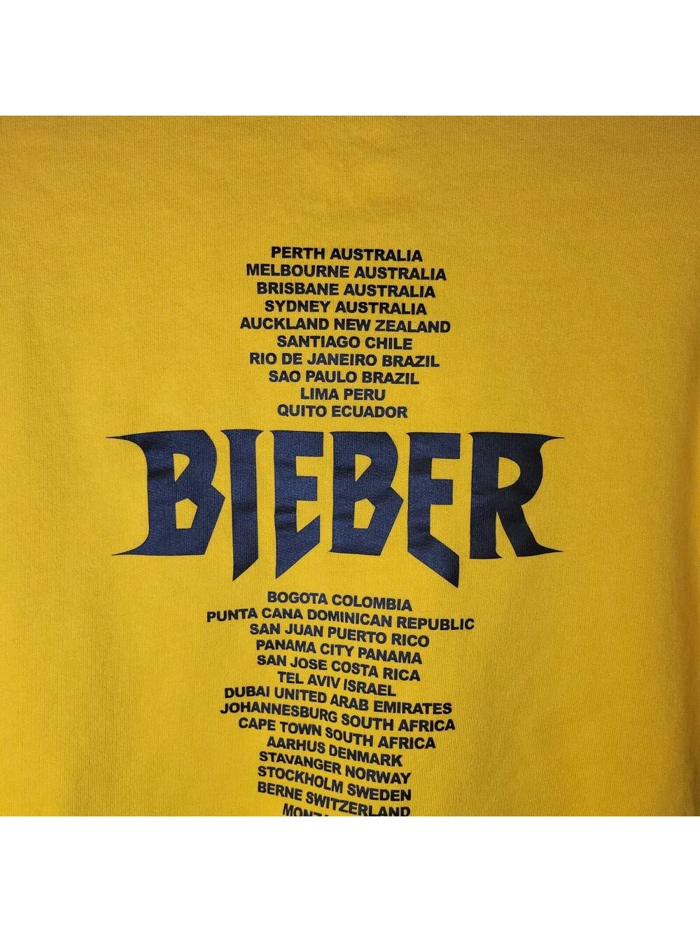 Justin Bieber Purpose Tour Sweatshirt Mens Medium Yellow Checkerboard